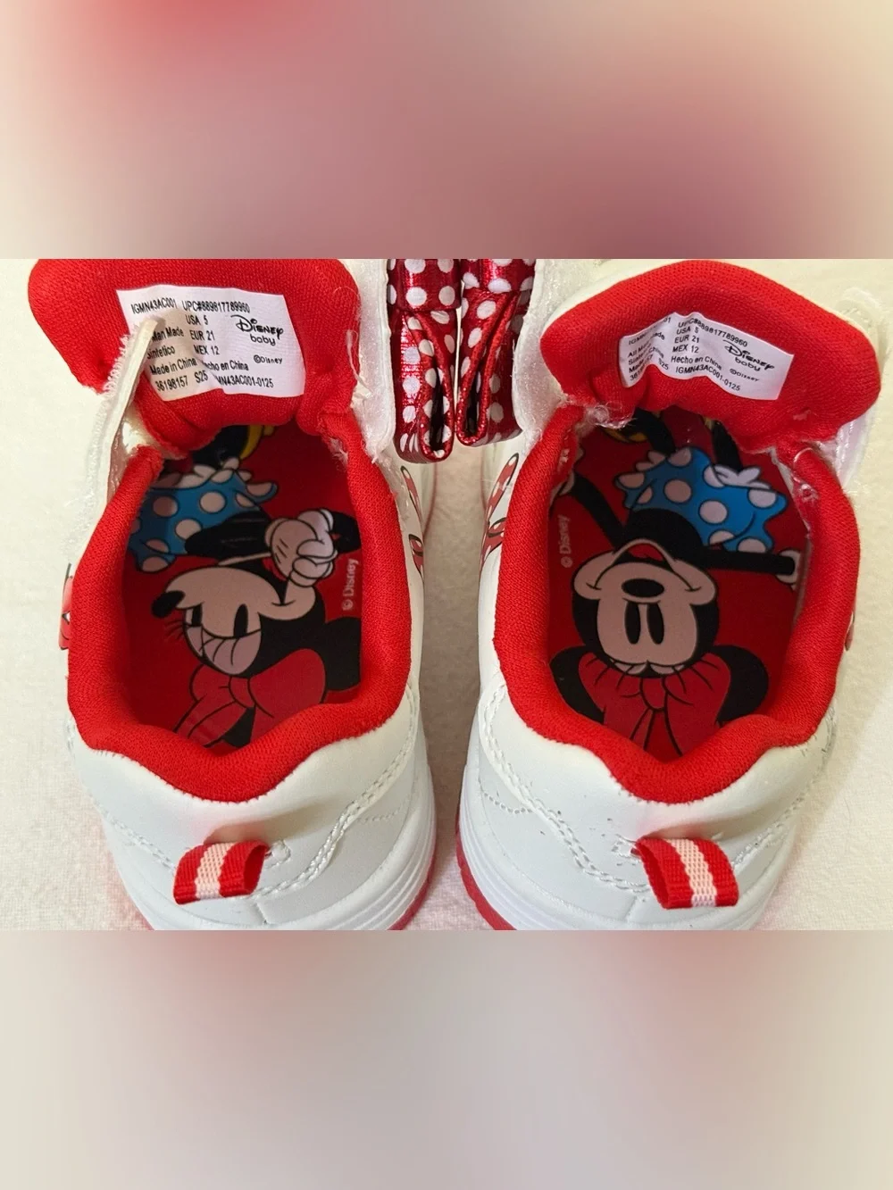 Disney Baby Minnie Mouse Toddler Girl’s Size 5 Bow Sneakers